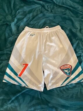 Brine- Boys Lacrosse Shorts with Teal and Orange Accents, Size L